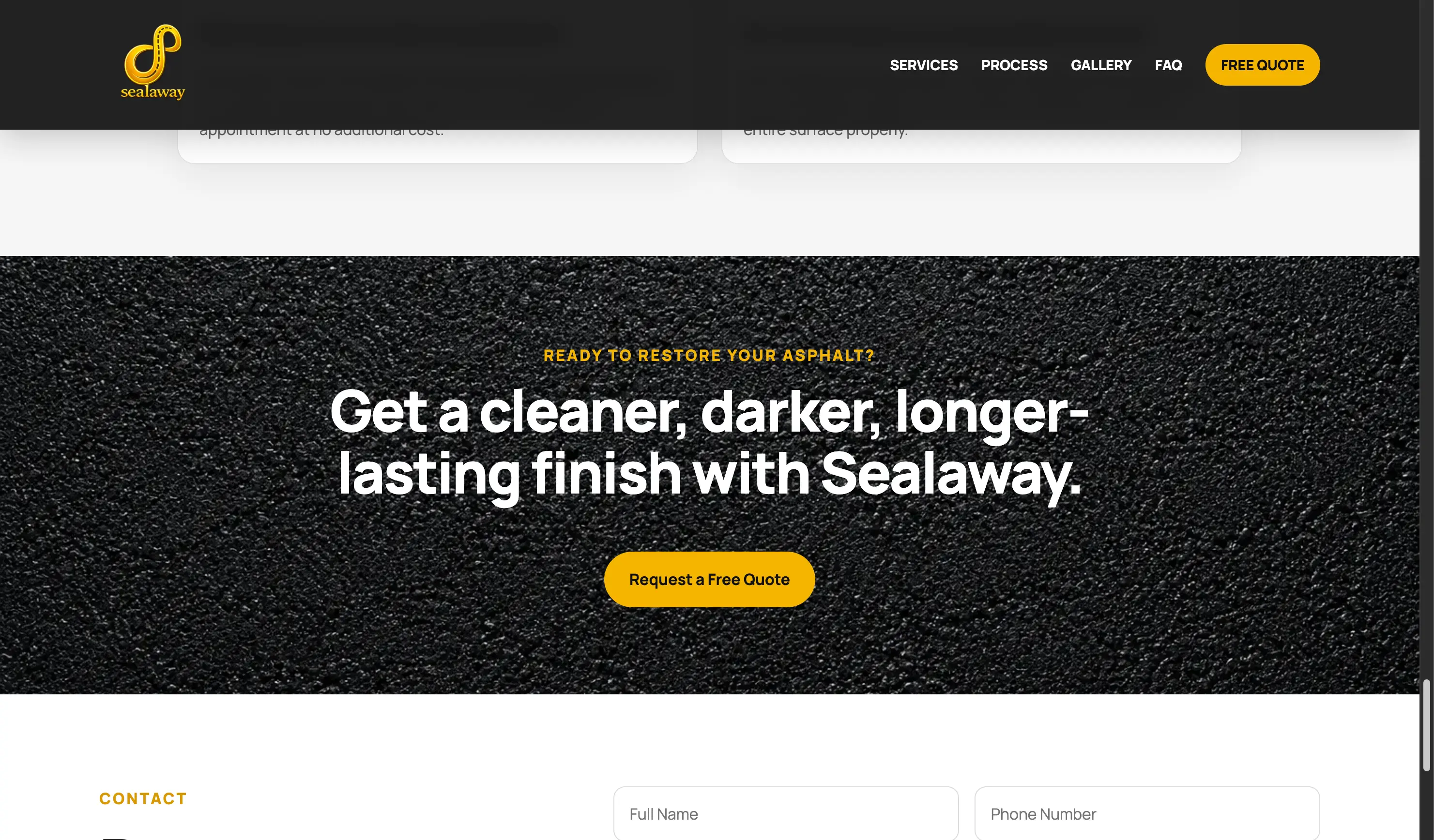 Sealaway call to action section preview