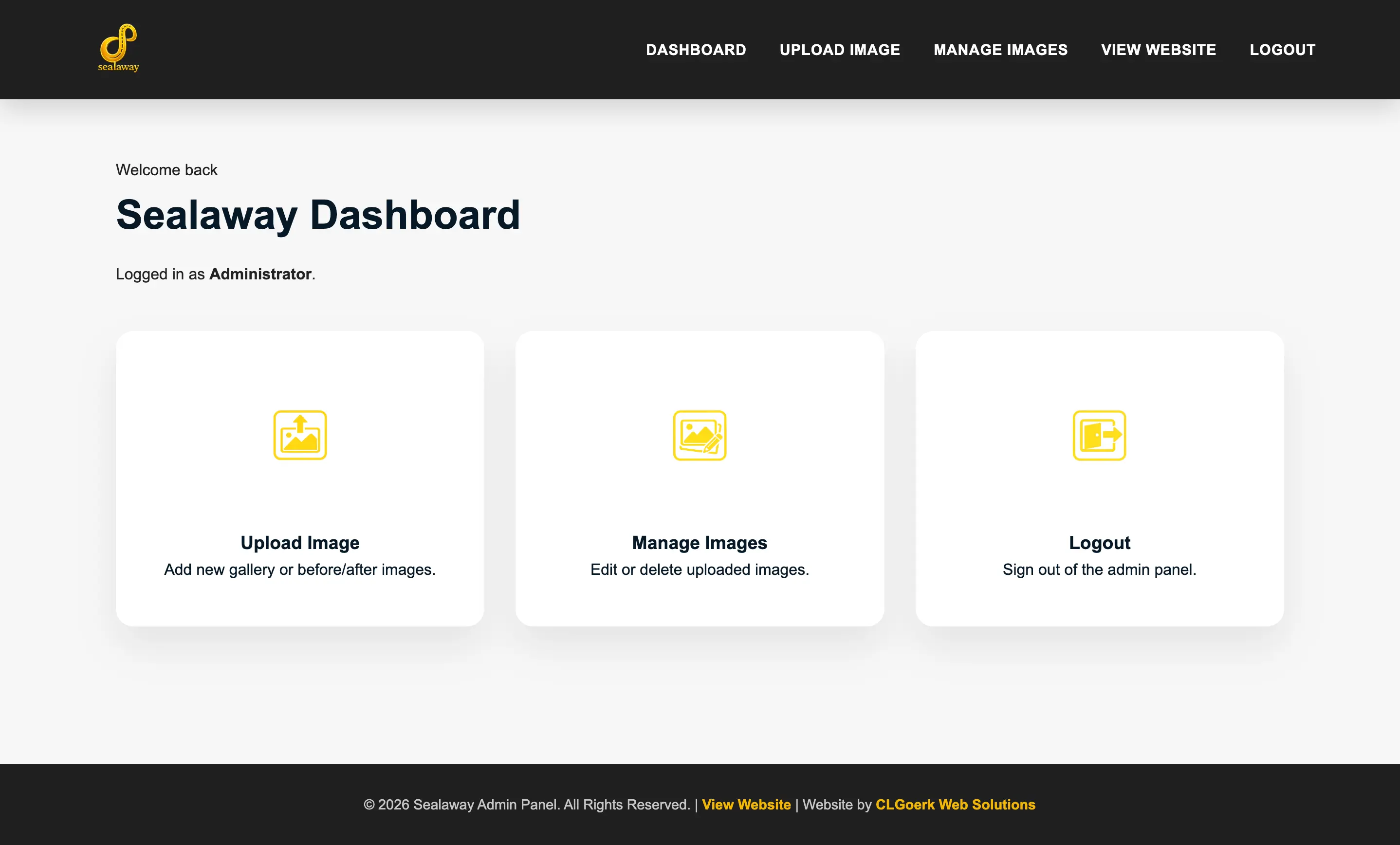 Sealaway admin dashboard preview