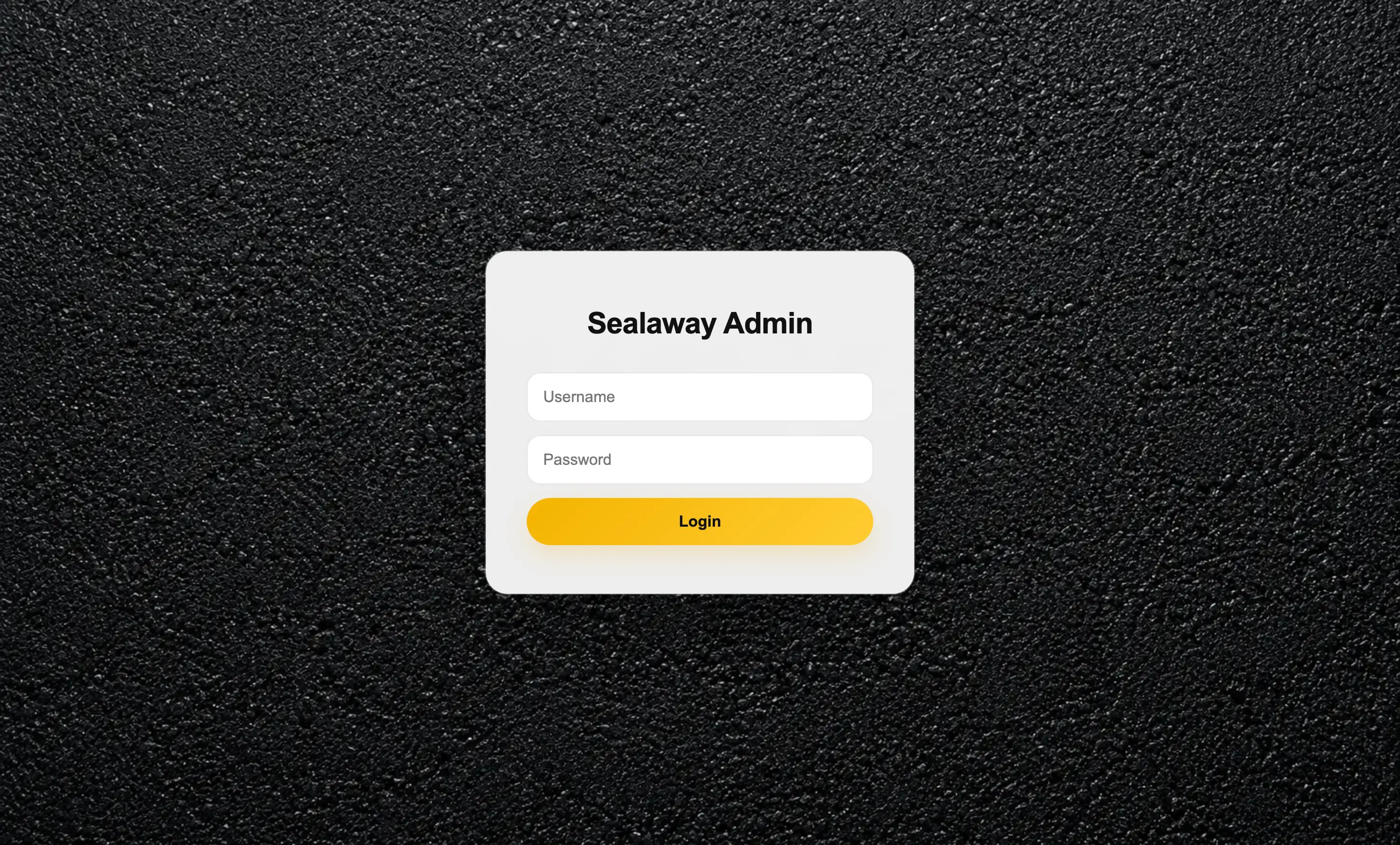 Sealaway admin login screen preview