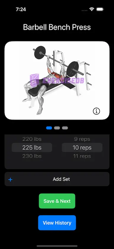 GetFit workout logging screen