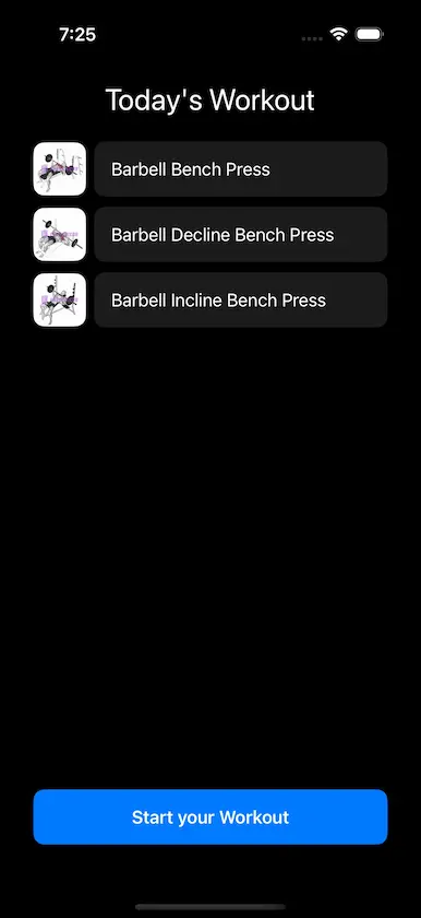 GetFit selected workout screen